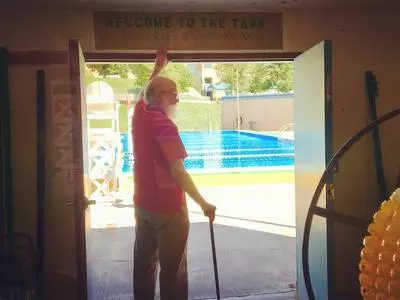 Pete Wells looking at pool
