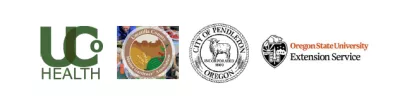 Logos for UCo Health, Umatilla County Master Gardeners, City of Pendleton, and OSU Extenstion