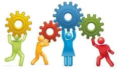People holding cogs