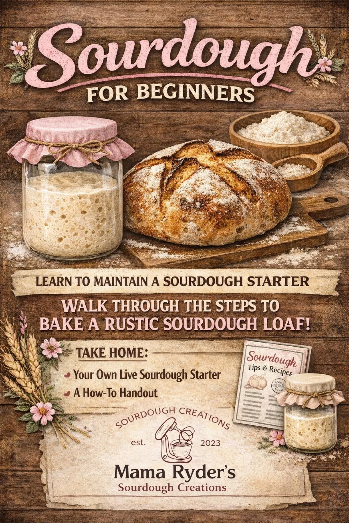 Sourdough for Beginners flyer (all information included in the event text)