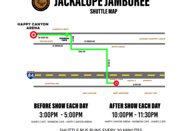 Jackalope Jamboree Shuttle Map
